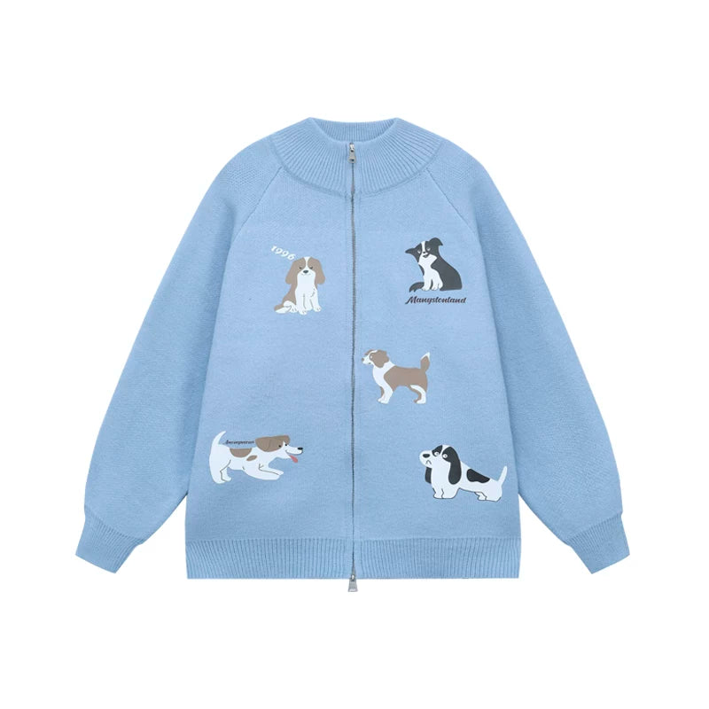 MANYSTON American High Street Trendy Brand Youth Sweater Men's Winter Lazy Style Couple Knitted Cardigan Coat