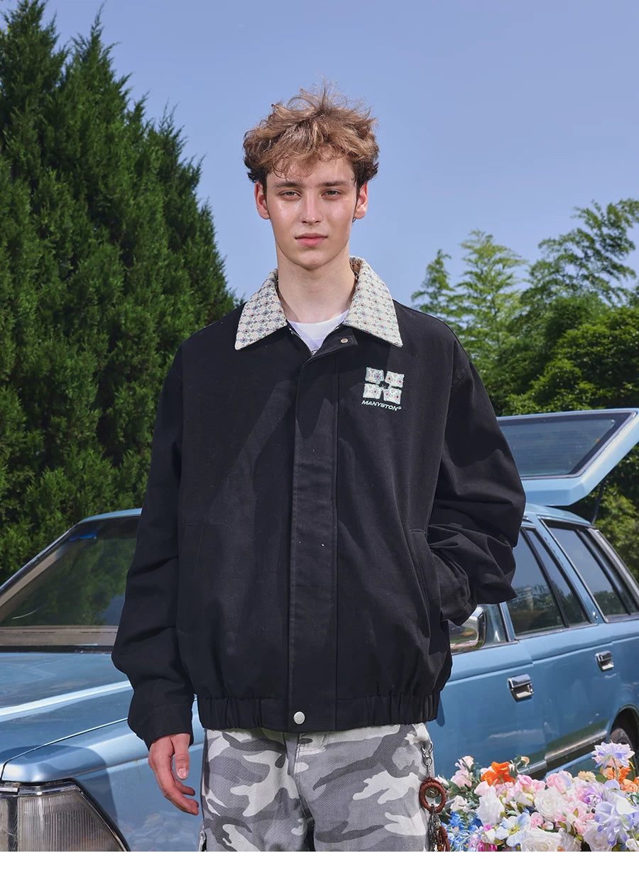 MANYSTON American pure cotton embroidered baseball jacket men's spring and autumn trendy brand European and American street flying jacket