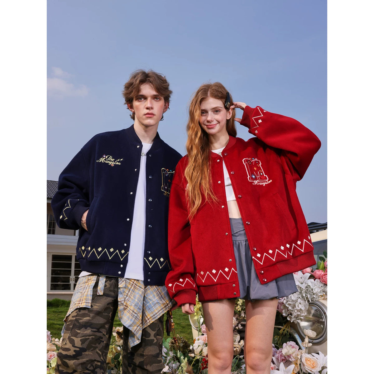 MANYSTON American retro letter embroidered baseball jacket men's spring and autumn heavyweight street flying jacket