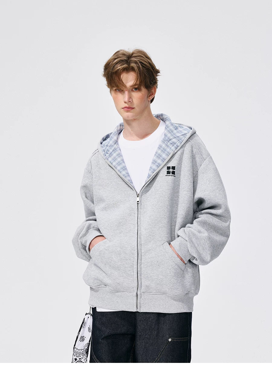 Hao Yiran's same style MANYSTON American hooded cardigan sweatshirt men's spring and autumn loose hoodie jacket