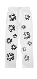 跨境潮牌Denim Tears美式街头高街休闲嘻哈印花牛仔长裤宽松舒适