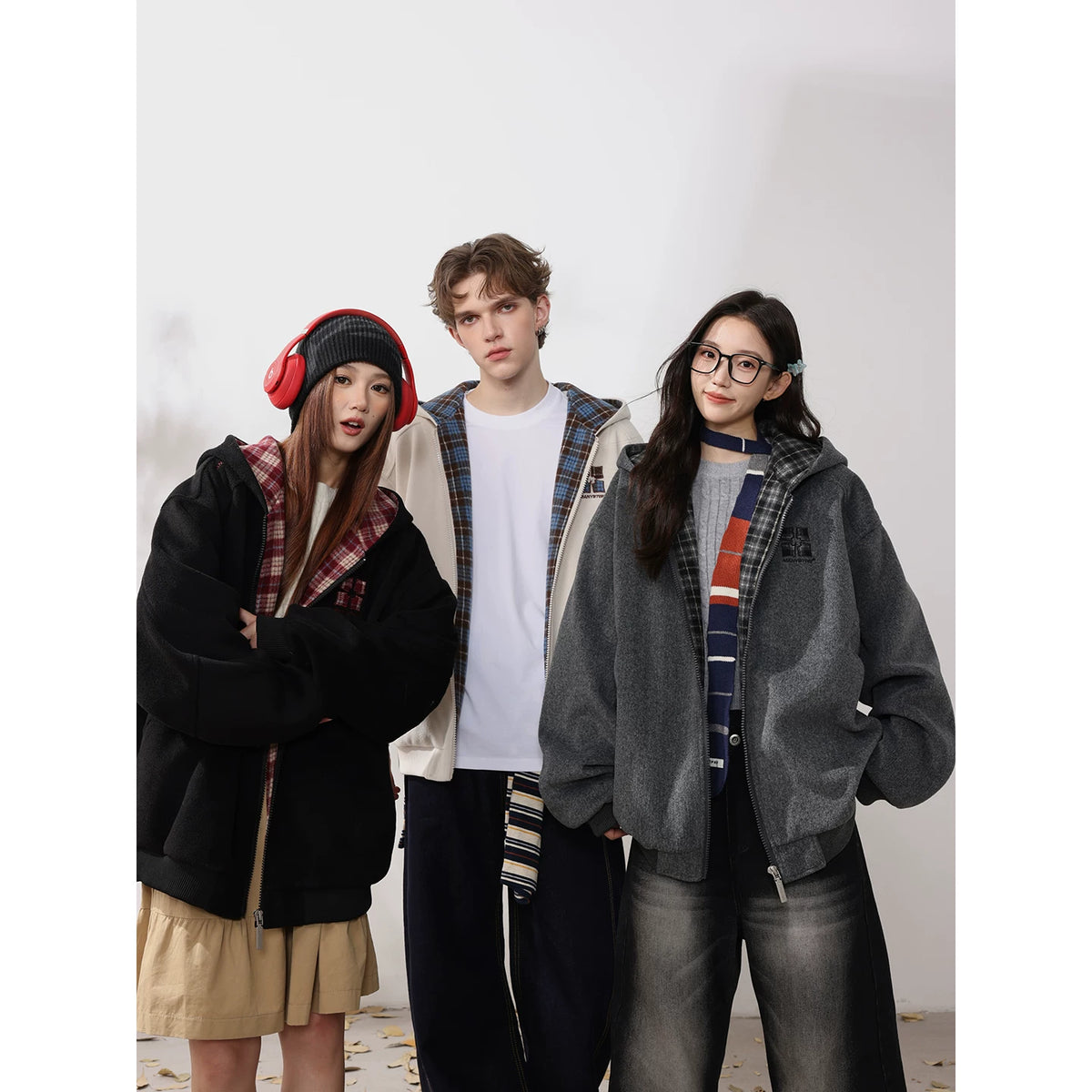 MANYSTON American style fleece hooded cardigan jacket for men's autumn and winter trendy brand teenagers, cotton padded thick jacket