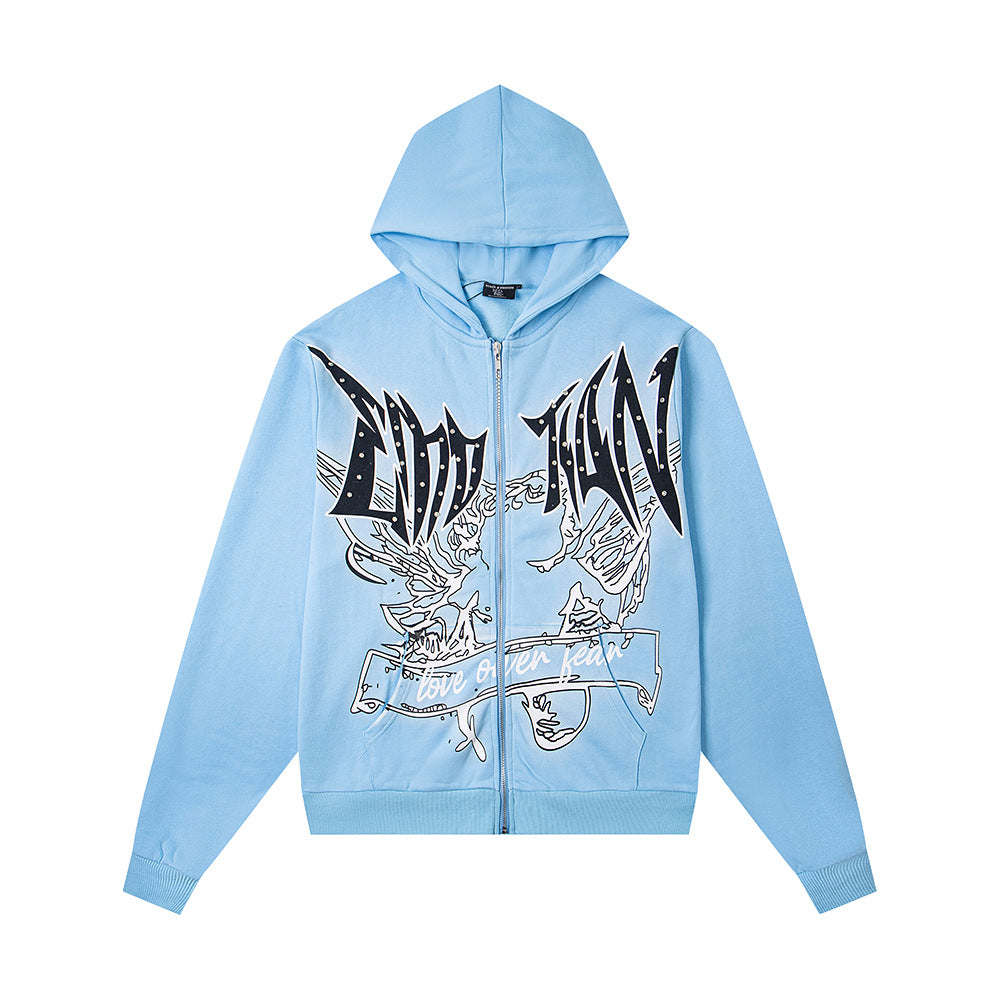 Cross border fashion new MIXEDEMOTION American street hip-hop pure cotton highly restored hooded sweatshirt