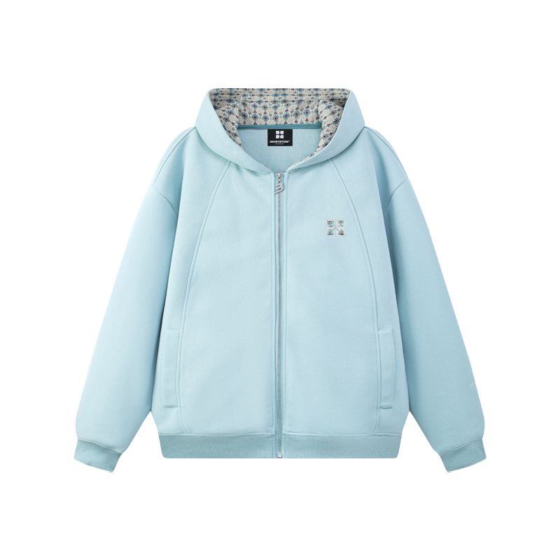 MANYSTON American embroidery hooded cardigan sweatshirt men's style spring and autumn couple style loose casual top jacket