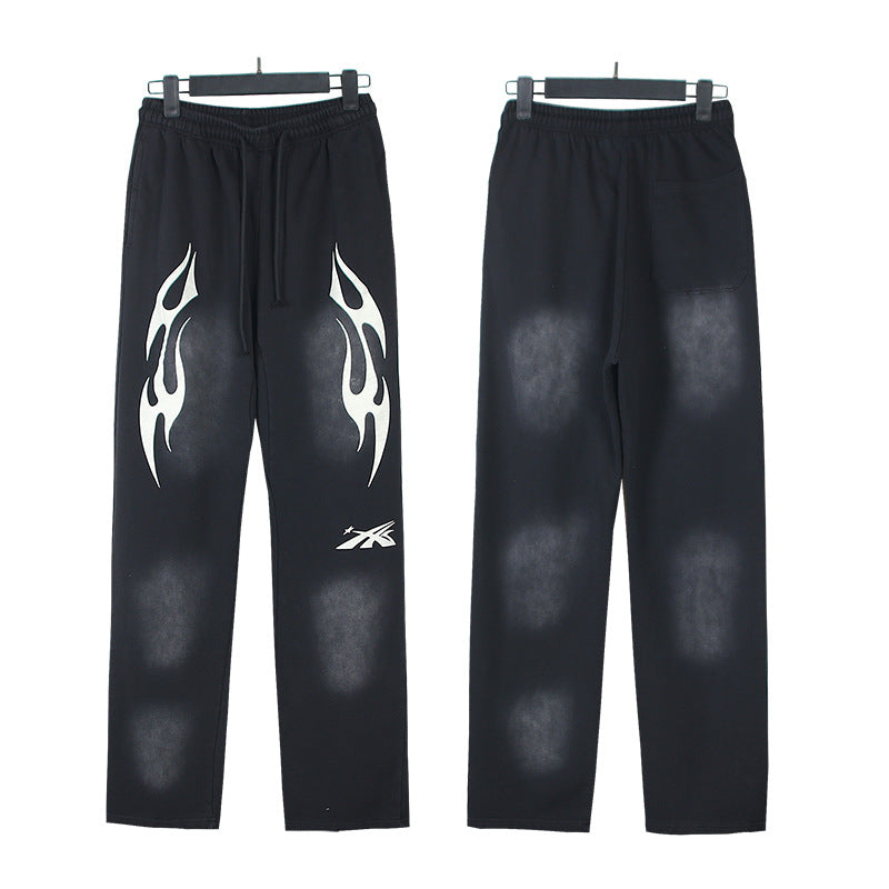 Cross border Fashion Hellstar Washed Retro Hip Hop American Street Printed Casual Cotton Pants Bathroom Pants