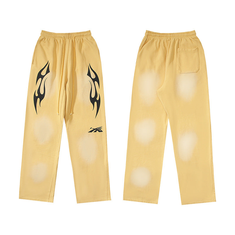 Cross border Fashion Hellstar Washed Retro Hip Hop American Street Printed Casual Cotton Pants Bathroom Pants