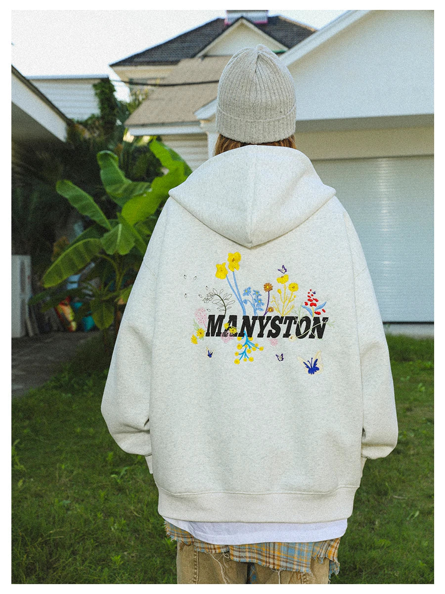 Wang Yiheng's same MANYSTON youth popular American hooded cardigan sweatshirt 400g heavyweight men's autumn coat