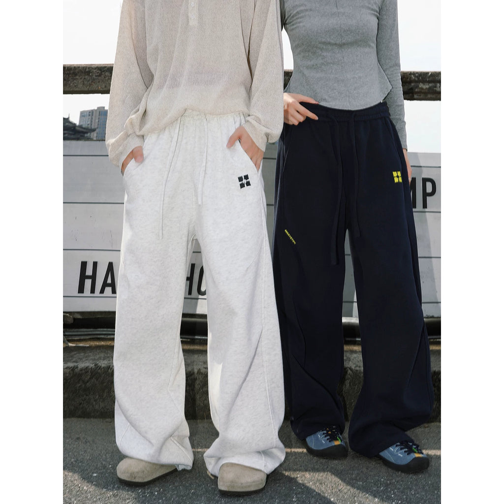 MANYSTON American High Street Versatile Casual Wide Leg Pants, Men's Niche Design Sense, Black Straight Leg Pants, Spring and Autumn