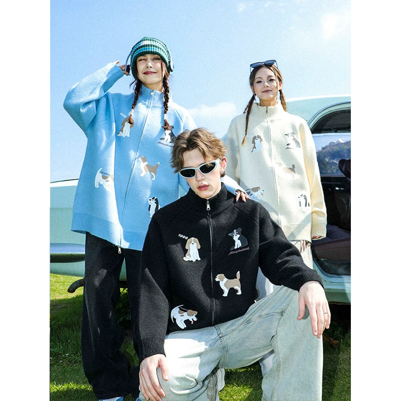 MANYSTON American High Street Trendy Brand Youth Sweater Men's Winter Lazy Style Couple Knitted Cardigan Coat