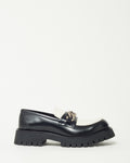 Gucci Black and White Leather SHW Interlocking GG Loafers - 41