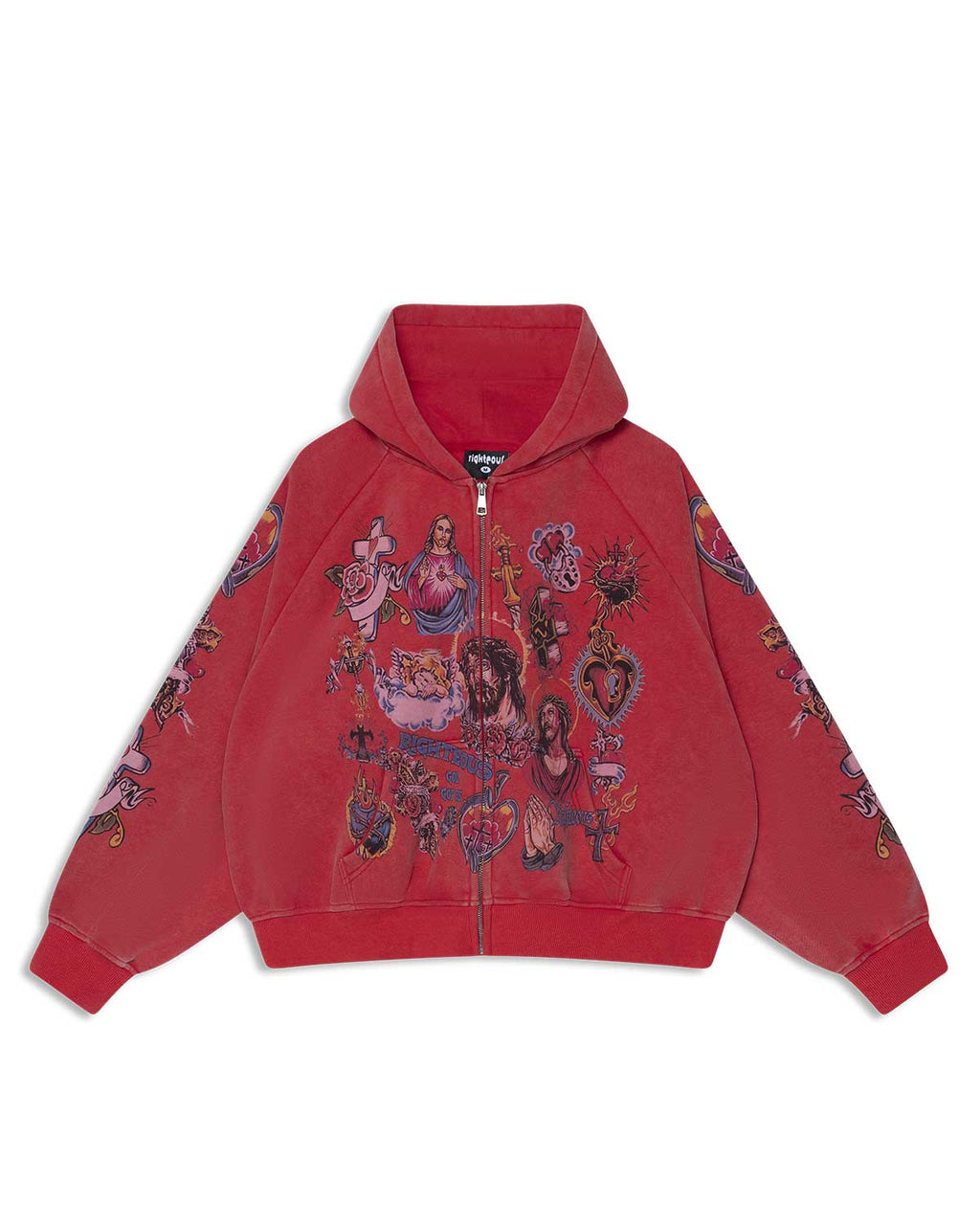 Righteous Risen King Zip Up Hoodie Red