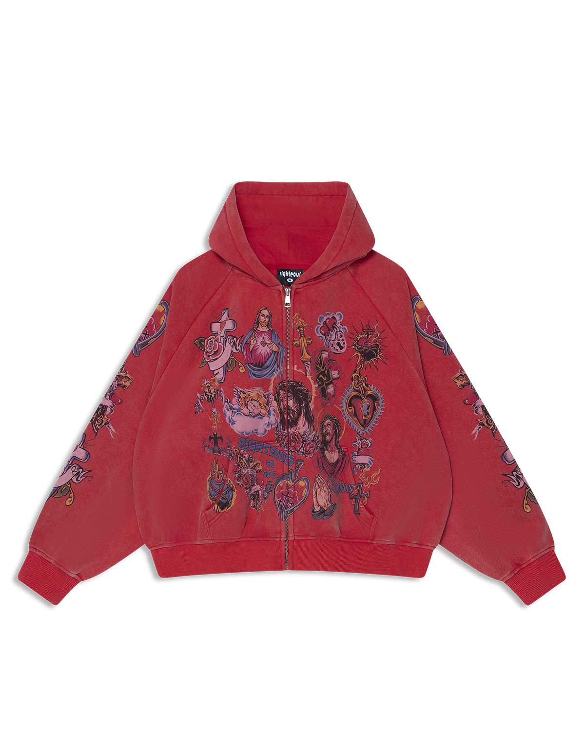 Righteous Risen King Zip Up Hoodie Red