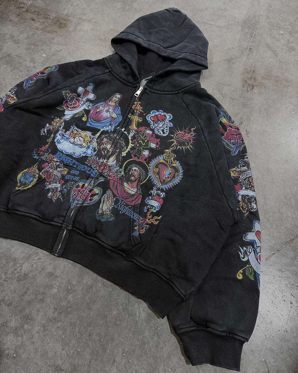 Righteous Risen King Zip Up Hoodie Black