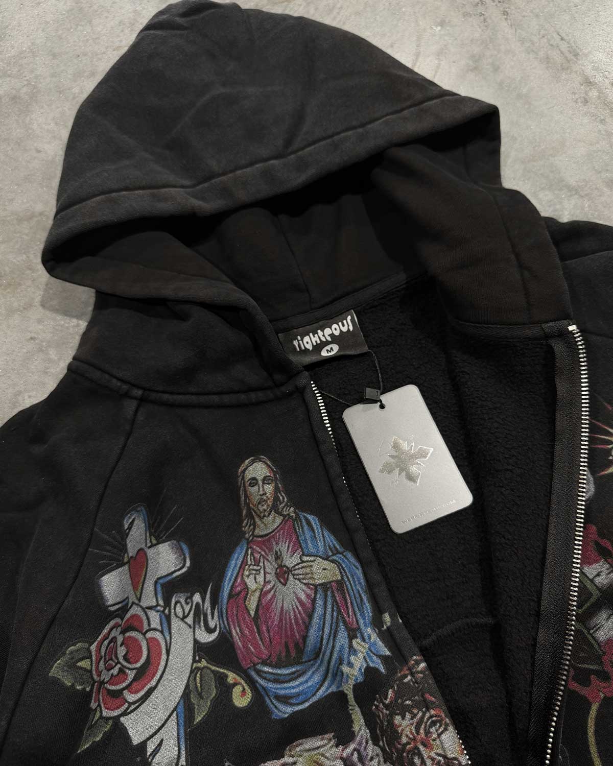 Righteous Risen King Zip Up Hoodie Black