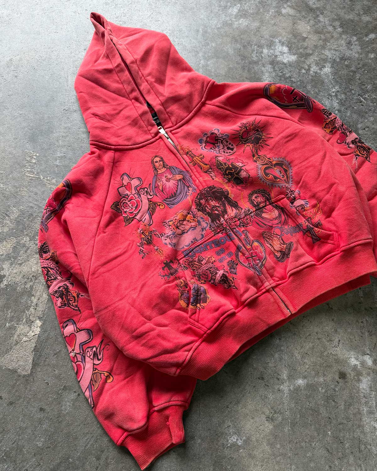 Righteous Risen King Zip Up Hoodie Red