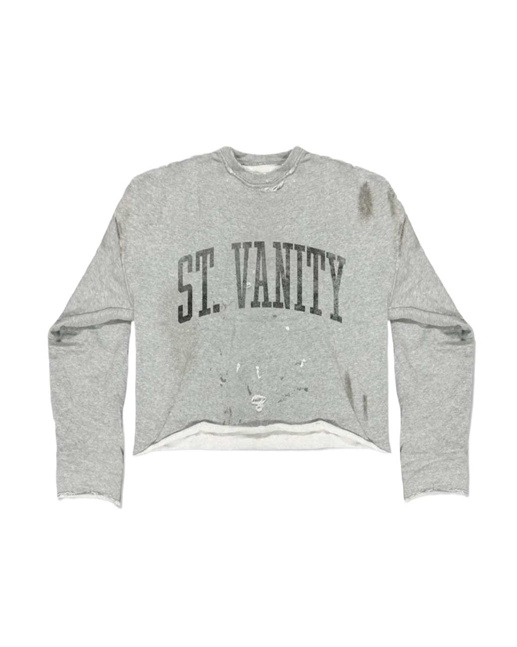 Saint Vanity Black Badgers Distressed Crewneck Grey