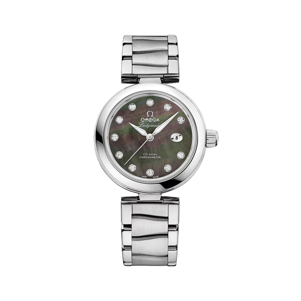 De Ville Ladymatic 34mm - Black Tahiti, Mother-of-Pearl w/ Diamonds on Bracelet