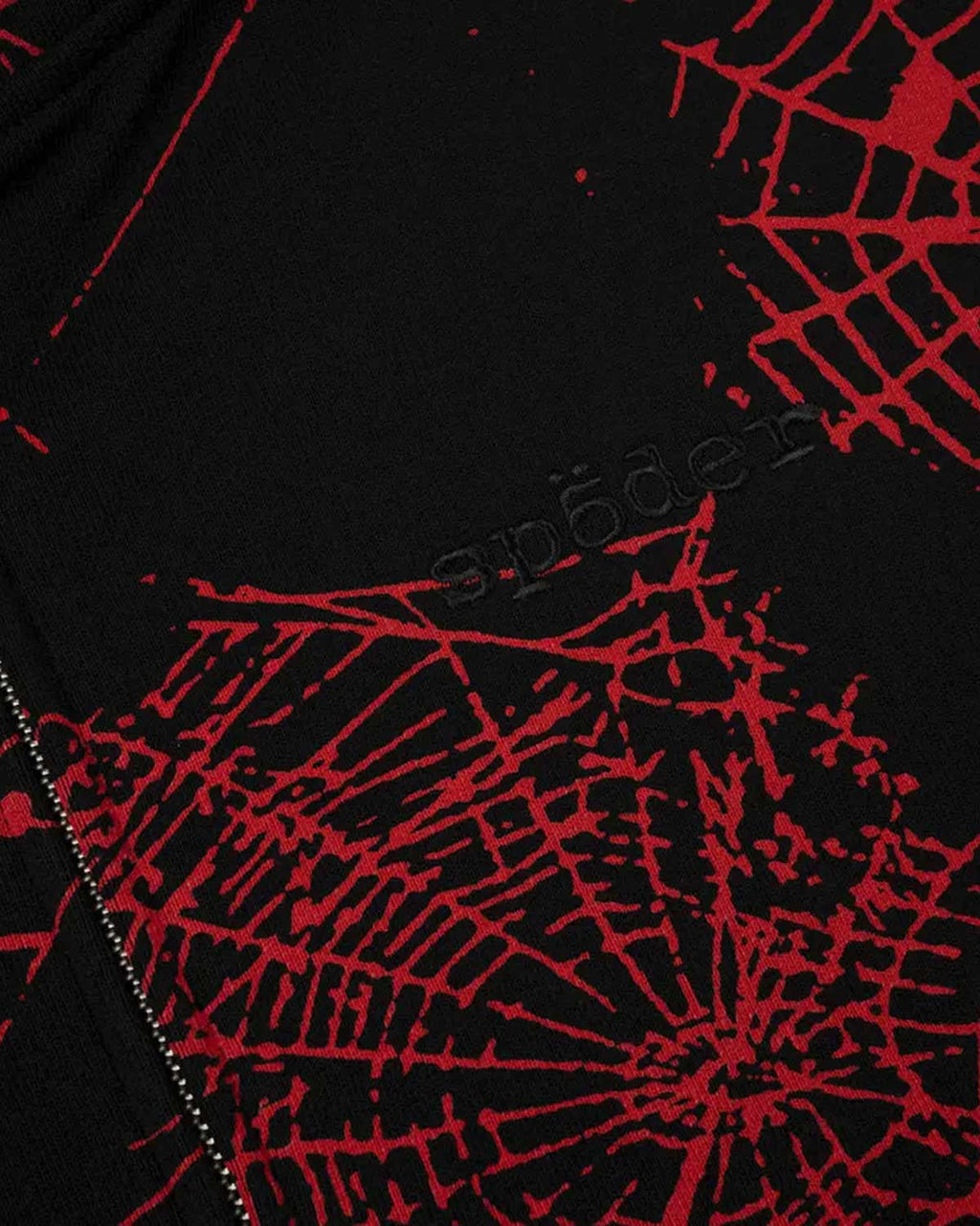 Sp5der AOP V2 Zip Up Hoodie Black