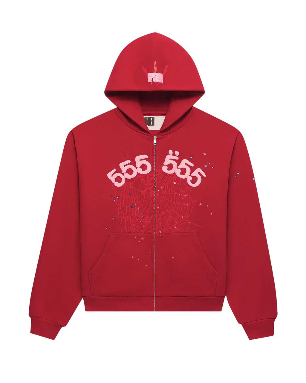 Sp5der Angel Number Zip Up Hoodie Merlot