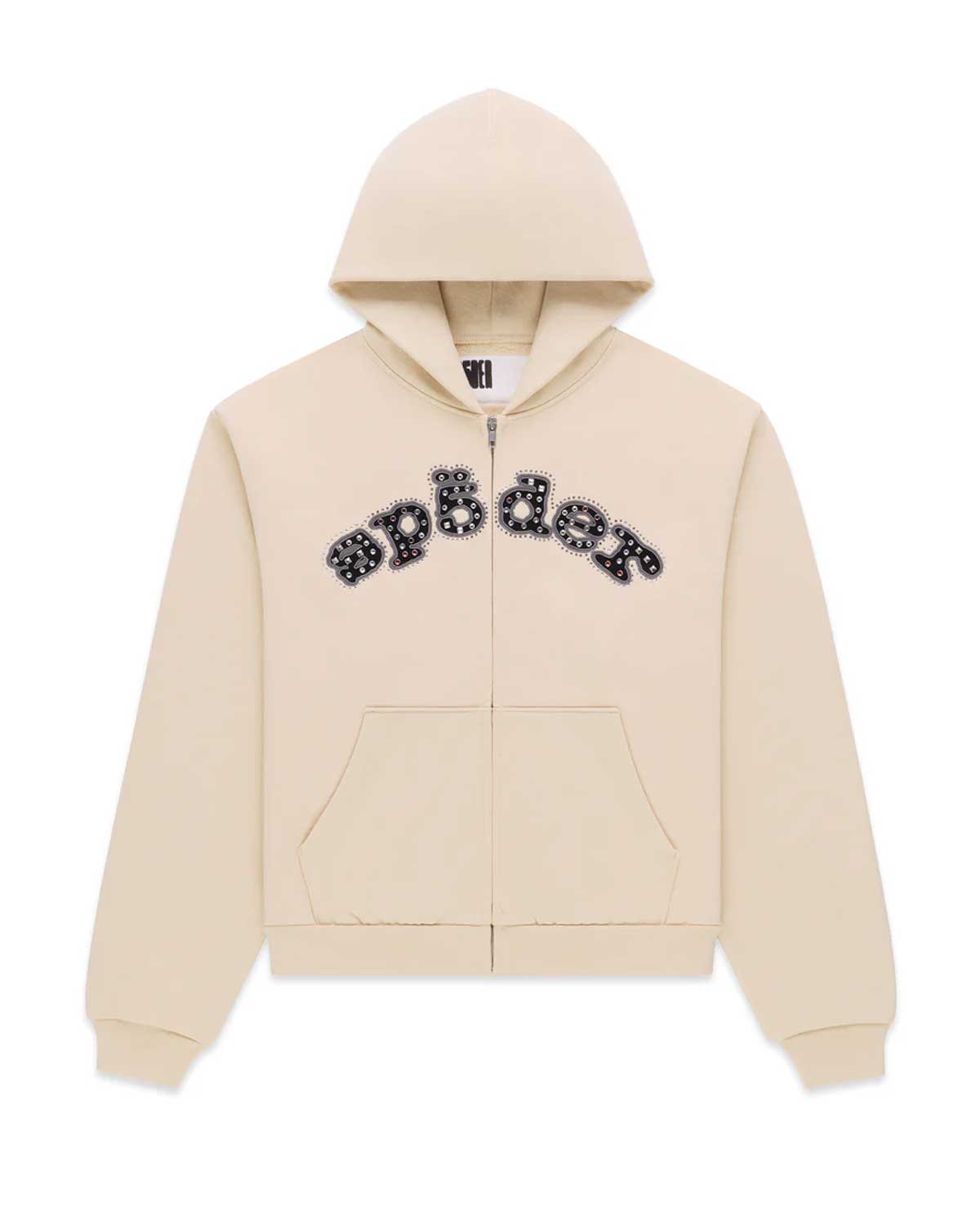 Sp5der OG Logo Mixed Stone Hoodie Cream