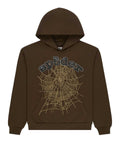 Sp5der OG Web Rhinestone Hoodie Brown