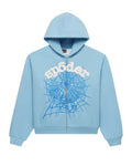 Sp5der OG Web Zip Up Hoodie Sky Blue