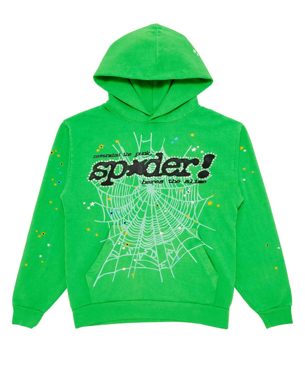 Sp5der P*nk Hoodie V2 Rhinestone Slime Green