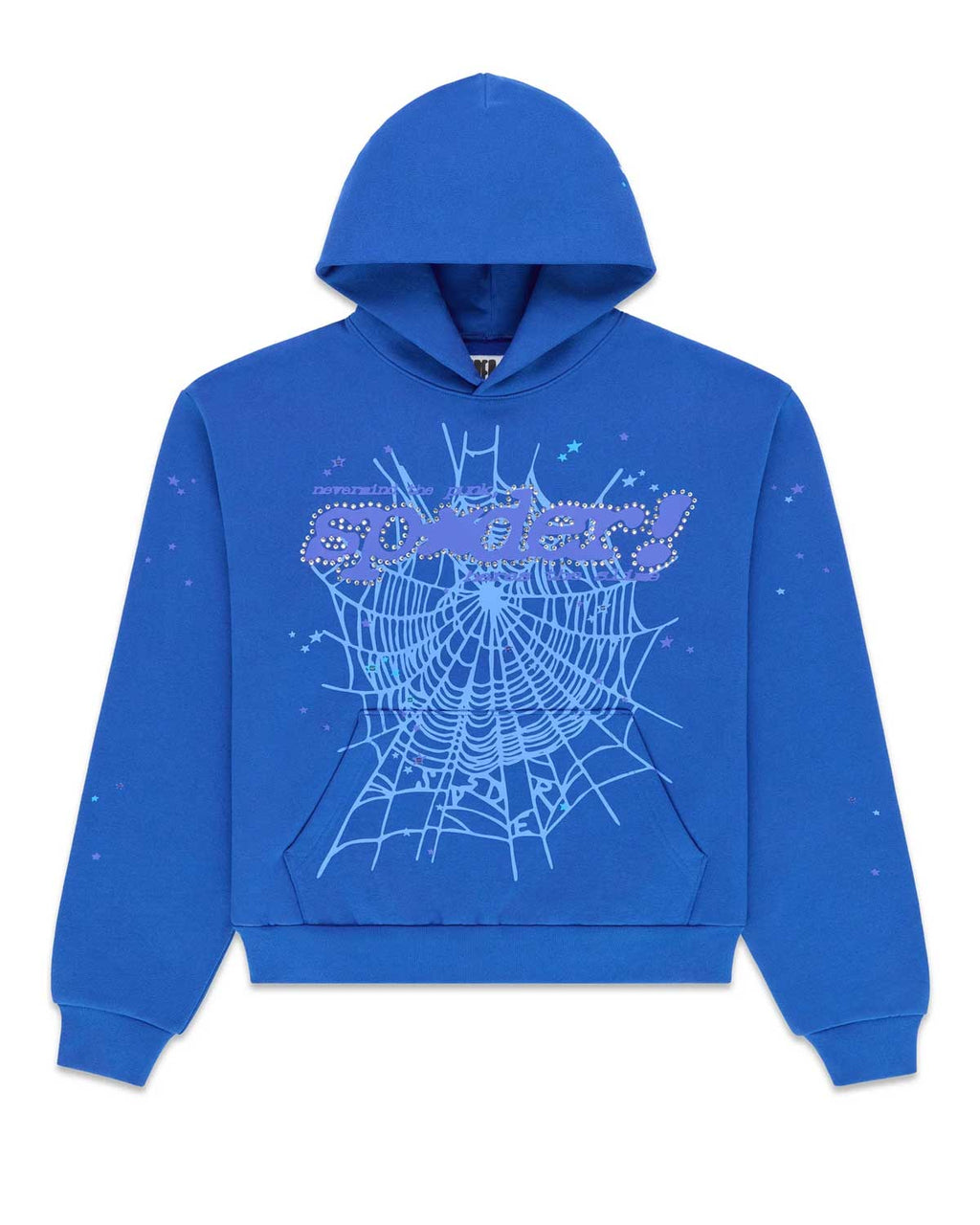 Sp5der Rhinestone Punk V2 Hoodie Blue
