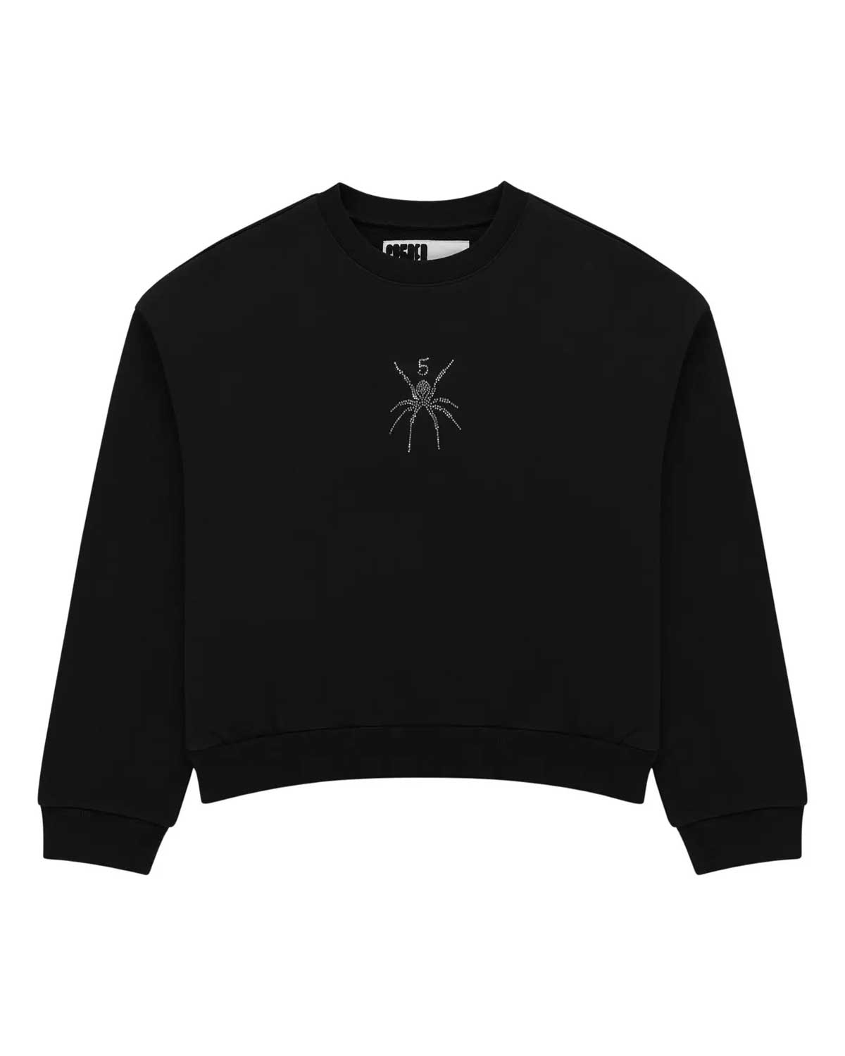 Sp5der Rhinestone TM Crewneck Black