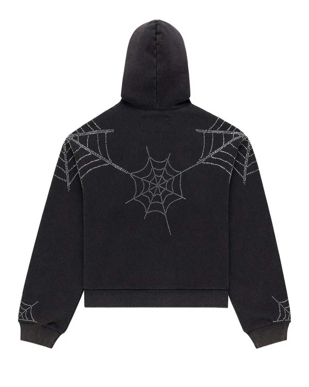 Sp5der Rhinestone Web Zip Up Hoodie Black