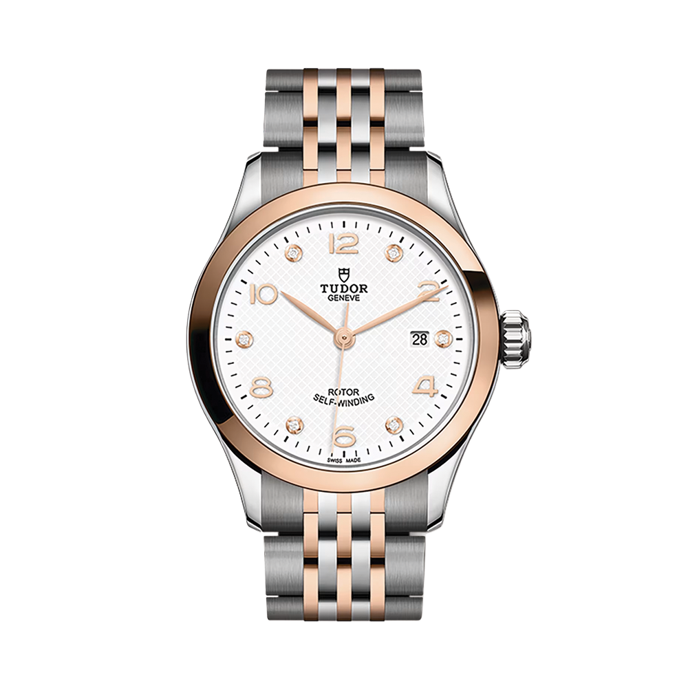1926 Rose Gold Two-Tone 28mm - White, Diamond-Set on Bracelet