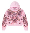 Vale Forever Flag Zip Up Hoodie Pink