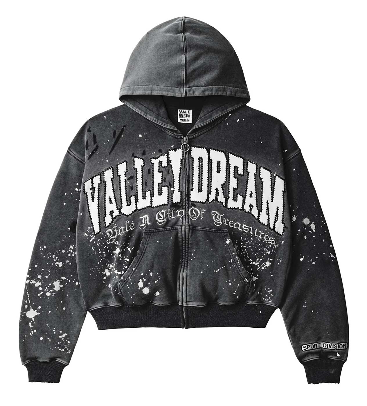 Vale Forever Paint Zip Up Hoodie Black