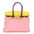 Chevre Mysore Horseshoe Birkin 30 Rose Confetti Anemone Lime