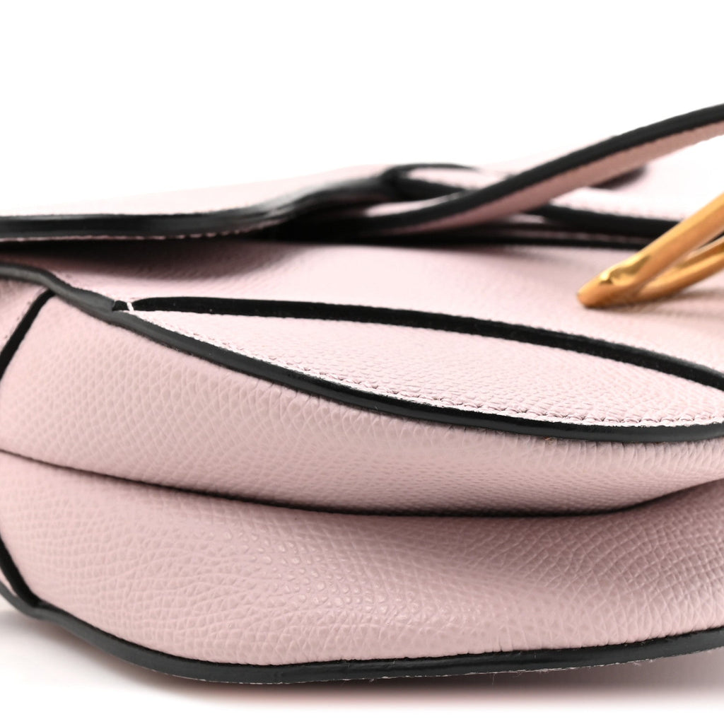 Grained Calfskin Mini Saddle Bag Light Pink