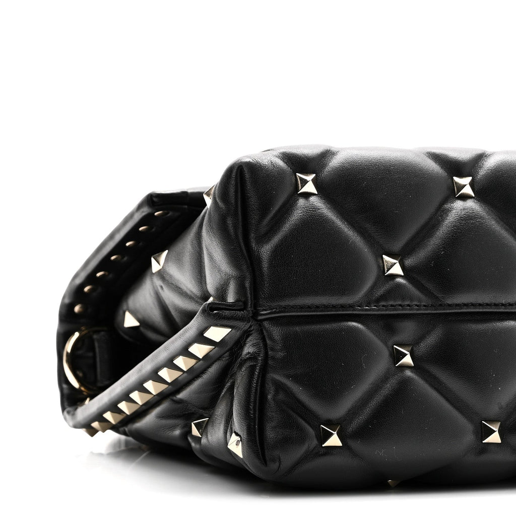 Lambskin VLTN Print Candystud Top Handle Bag Black