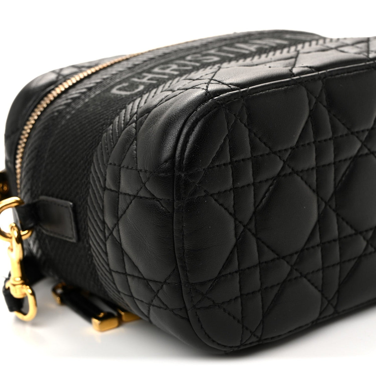 Lambskin Cannage Small Diortravel Vanity Case Black