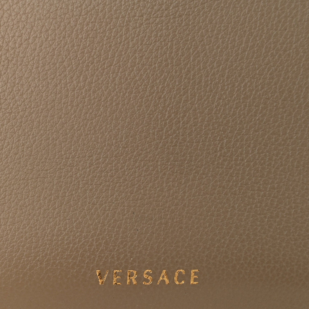 Grained Calfskin La Medusa Flap Shoulder Bag Taupe