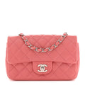 Lambskin Quilted Mini Rectangular Flap Pink