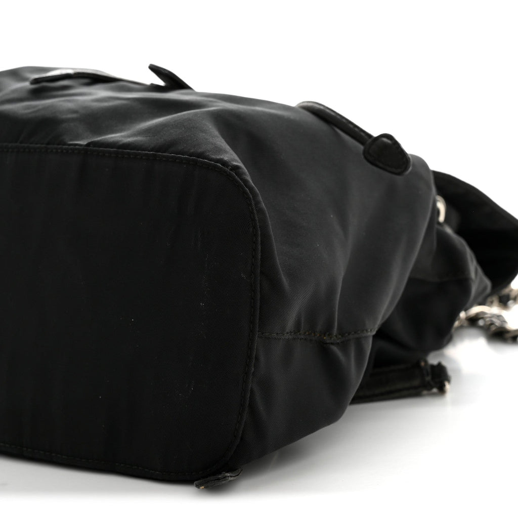 Tessuto Nylon Vela Chain Backpack Black