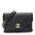 Calfskin Chevron Stitched Coco Waist Bag Black