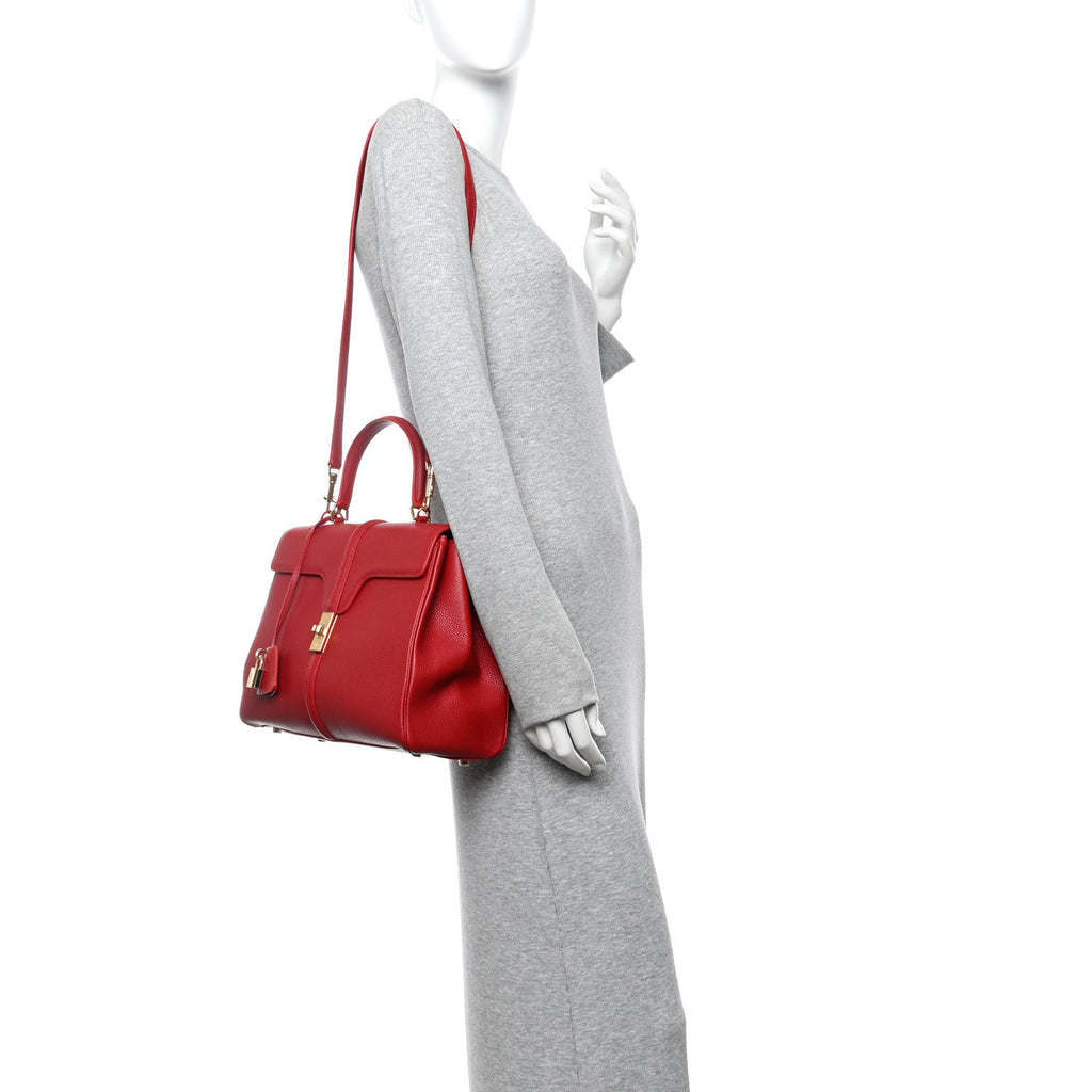 Grained Calfskin Classique 16 Top Handle Bag Red