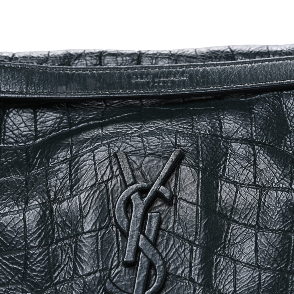 Crocodile Embossed Calfskin Monogram Medium Niki Chain Satchel Algea