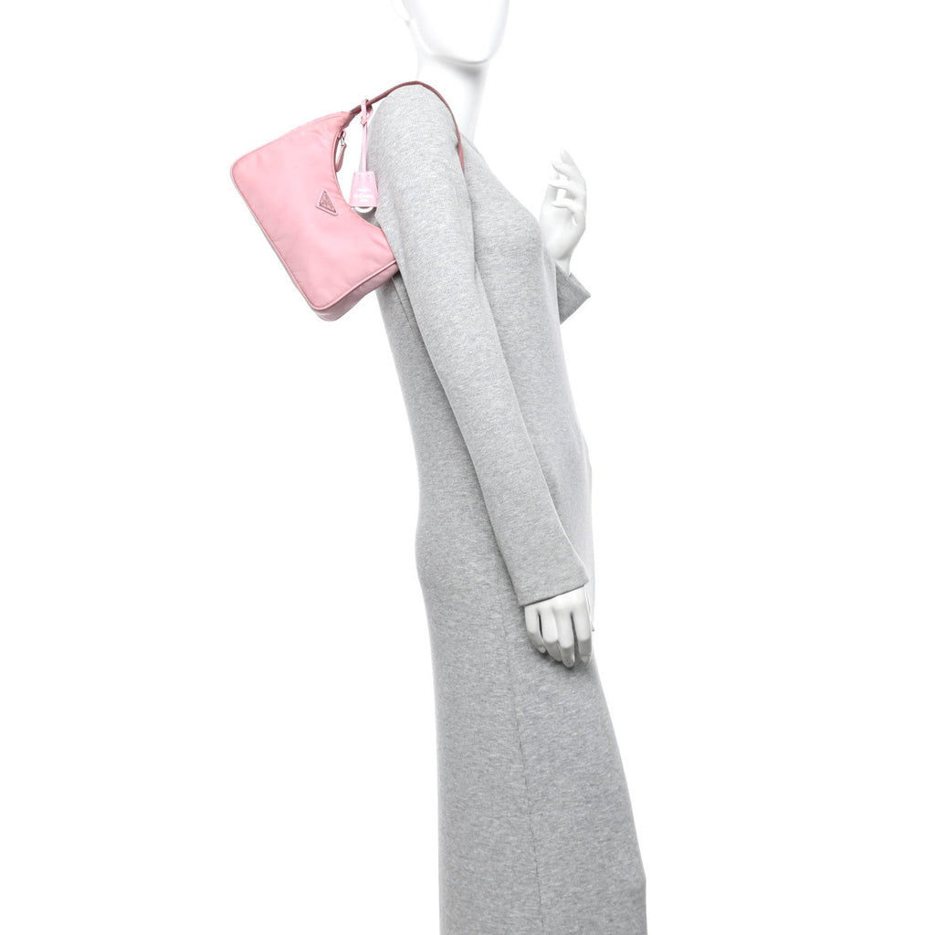 Tessuto Nylon Saffiano Mini Re-Edition 2000 Bag Rosa