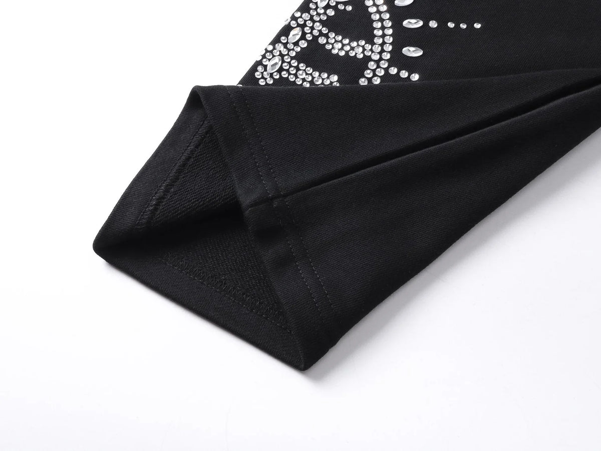 Mixed Emotions Eclipse Rhinestone Sweatpants – Black | Streetwear Statement Bottoms