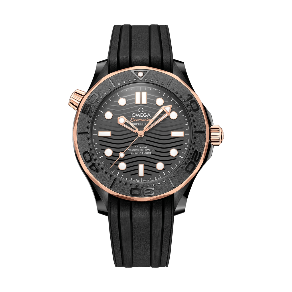 Seamaster Diver 300M Ceramic and Sedna Gold 43.5mm - Black on Rubber Strap