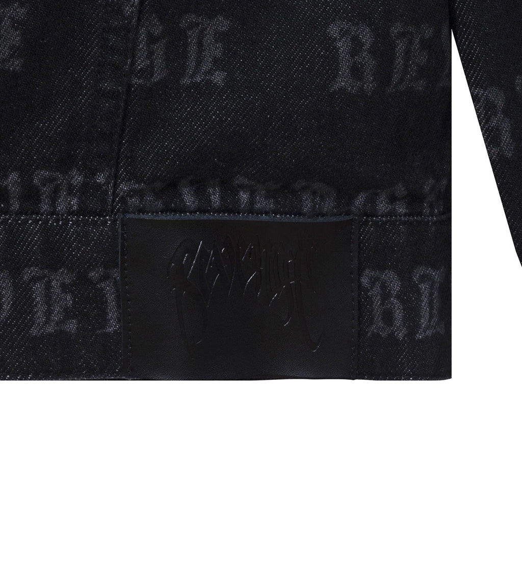 Revenge All Over Logo Denim Jacket Black