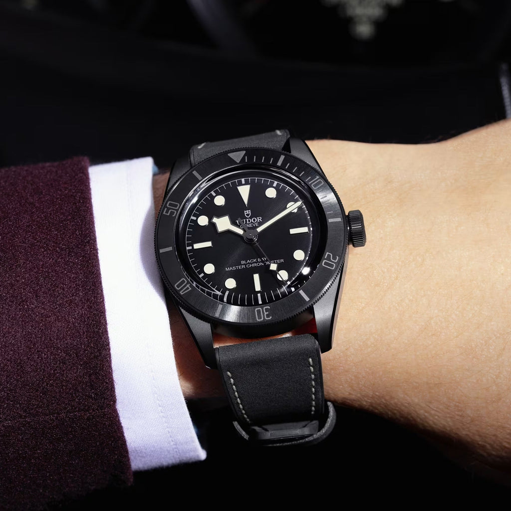 Black Bay Ceramic 41mm - Black on Hybrid Leather/Rubber Strap w/ Extra Fabric Strap