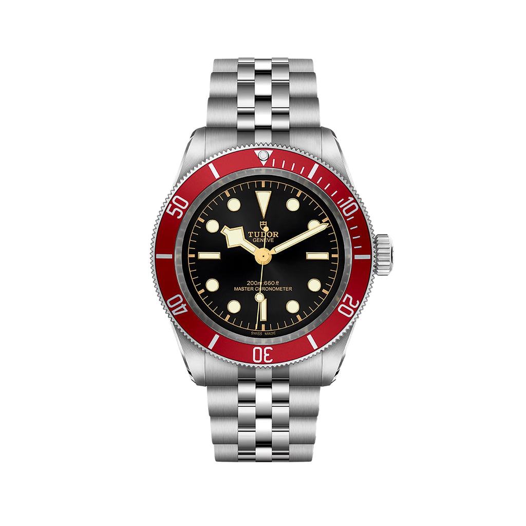 Black Bay 41mm - Black, Burgundy Bezel on Bracelet